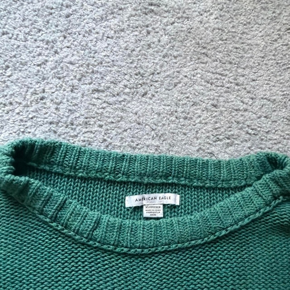 American Eagle Green Comfy Cropped Cotton Sweater, Size XS - Picture 3 of 4